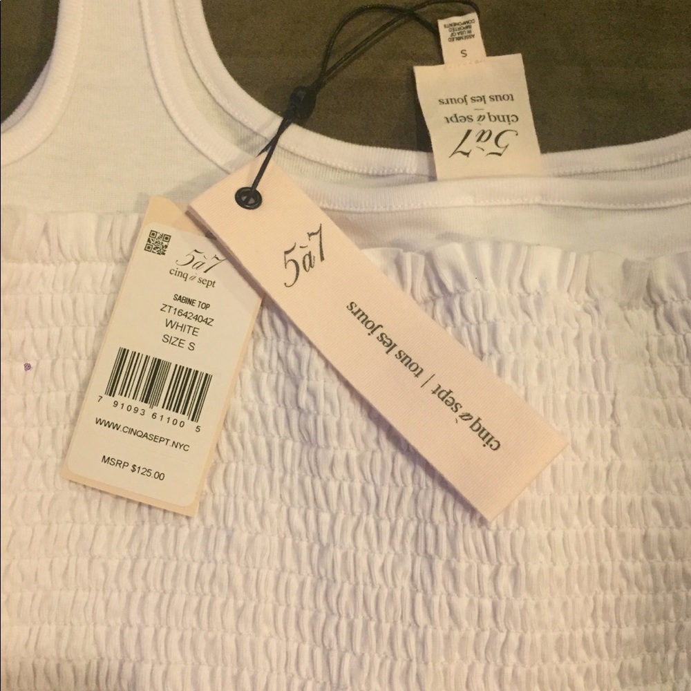 Cinq a sept white lace up tank top - Picture 5 of 5